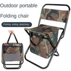 Outdoor Camping Folding Chair with Storage Backrest and Carrying Bag