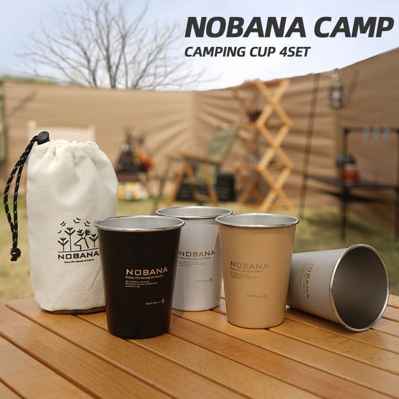 Outdoor Camping  4-Piece Set Of 304 Stainless Steel Mug