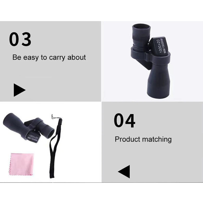 Portable Mini Pocket Monocular Telescope 1000x20 High Magnification Zoom