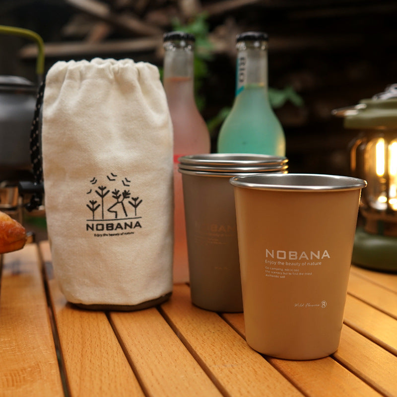 Outdoor Camping  4-Piece Set Of 304 Stainless Steel Mug