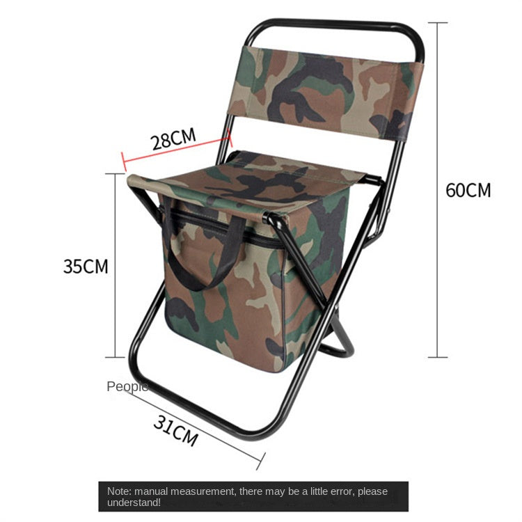 Outdoor Camping Folding Chair with Storage Backrest and Carrying Bag