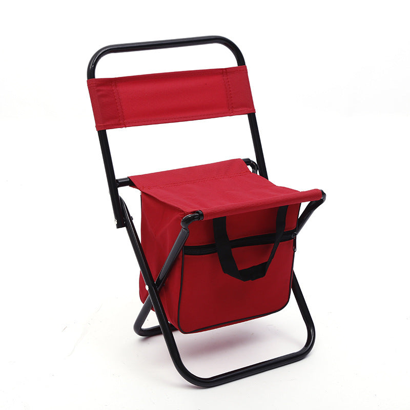 Outdoor Camping Folding Chair with Storage Backrest and Carrying Bag