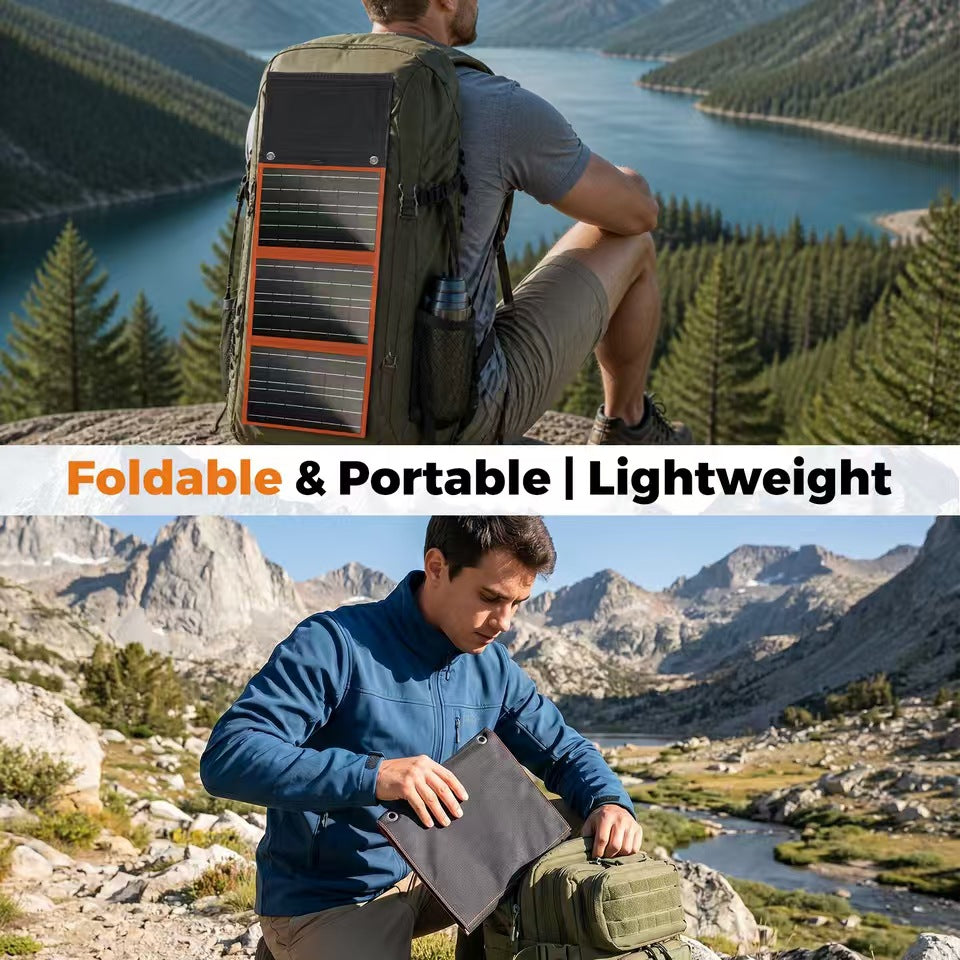 Outdoor QiYi 30W Foldable Solar Charger with Dual USB – Weatherproof & Lightweight Solar Panel for Camping, Hiking, Backpacking & Emergency