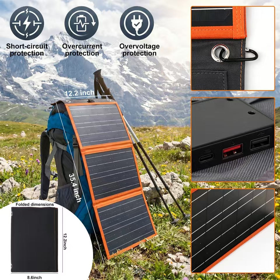 Outdoor QiYi 30W Foldable Solar Charger with Dual USB – Weatherproof & Lightweight Solar Panel for Camping, Hiking, Backpacking & Emergency