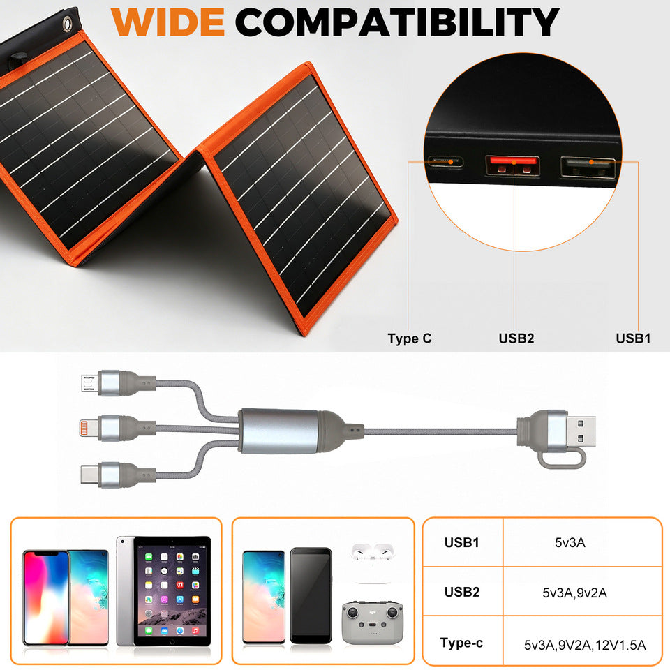 Outdoor QiYi 30W Foldable Solar Charger with Dual USB – Weatherproof & Lightweight Solar Panel for Camping, Hiking, Backpacking & Emergency