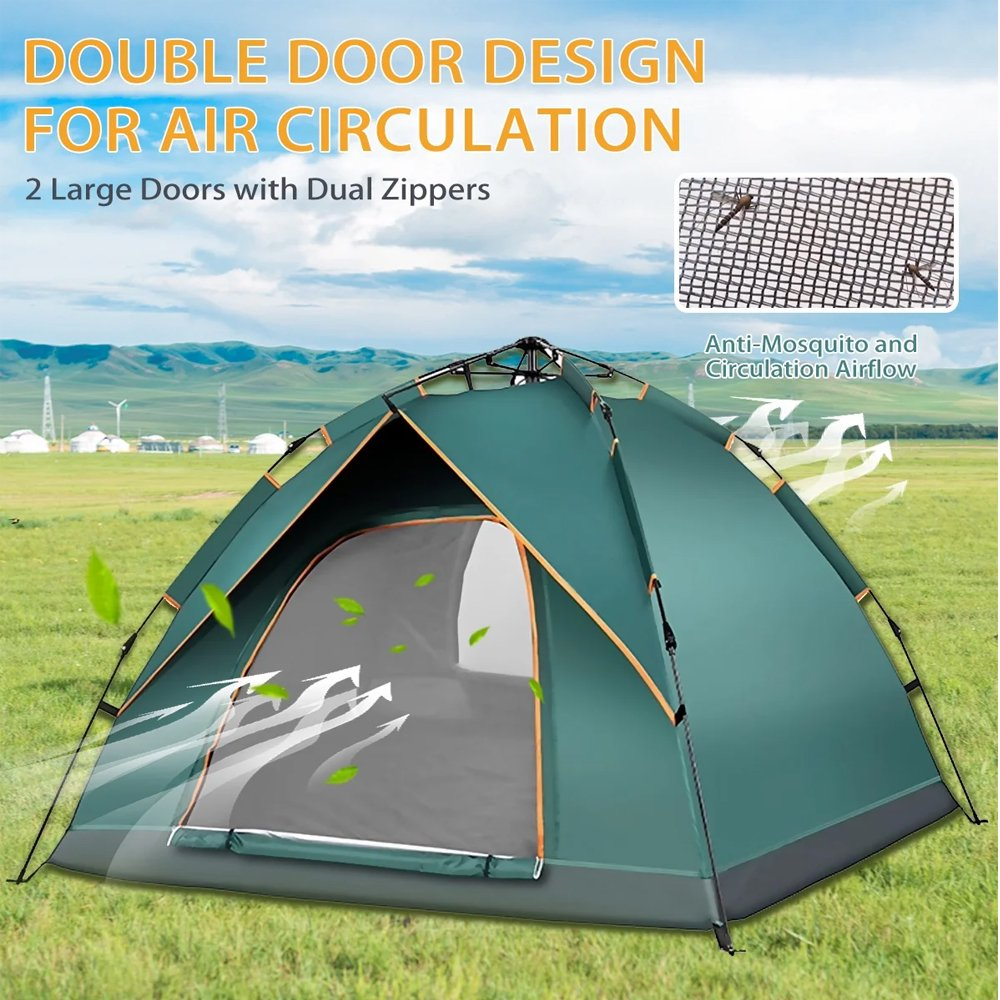 Outdoor QiYU 2-4 Person Instant Pop-up Tent – Waterproof UV-Resistant Automatic Tent for Camping, Family Tent, Beach, Picnic & Backpacking