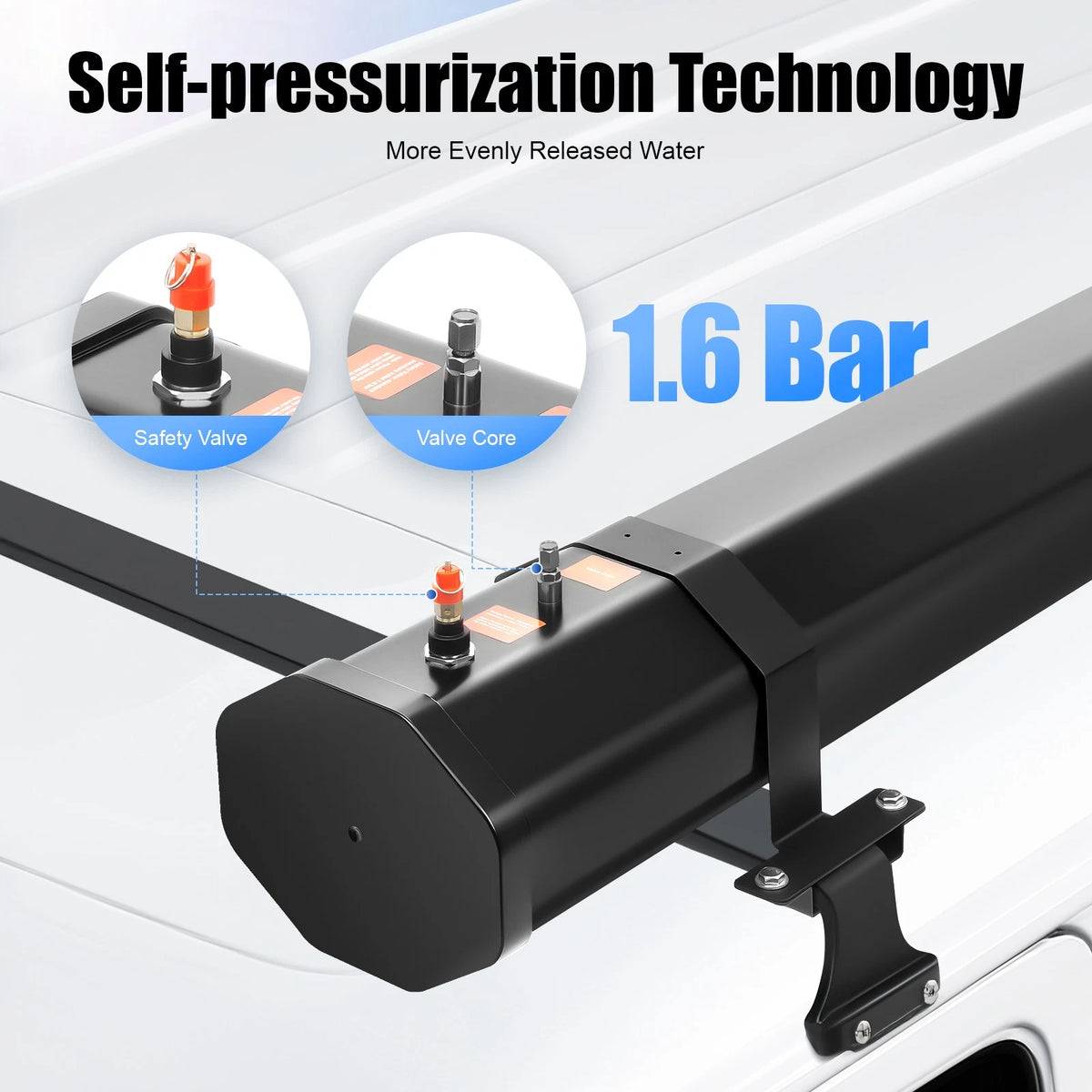 Outdoor QIYU 18L/20L/30L Portable Roof Rack Shower Tank, Sun-Heated Water Storage, Pressurizable via Air Pump (Not Included) for Overlanding Off-Road Camping Truck SUV