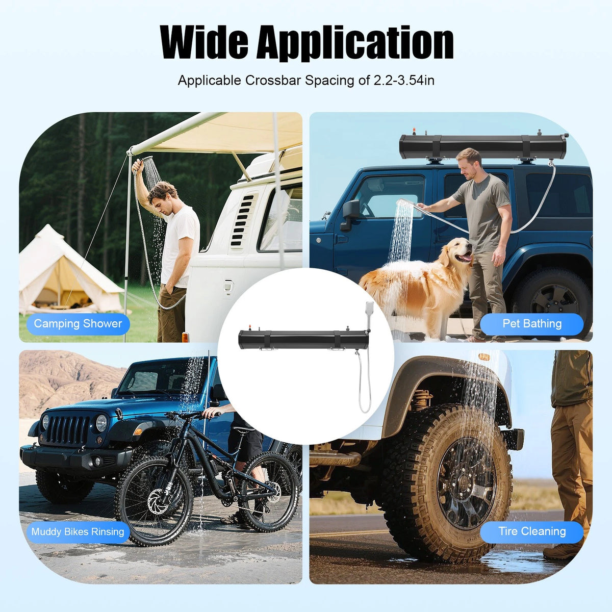 Outdoor QIYU 18L/20L/30L Portable Roof Rack Shower Tank, Sun-Heated Water Storage, Pressurizable via Air Pump (Not Included) for Overlanding Off-Road Camping Truck SUV